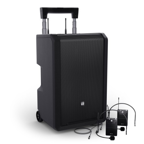 LD Systems ANNY 10 BPH 2 B5 głośnik Bluetooth PA z akumulatorem mikserem i 2 x mikrofonem nagłownym bodypack