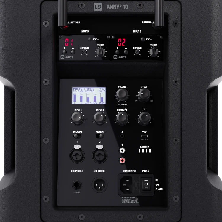 LD Systems ANNY 10 HHD 2 B5 głośnik Bluetooth PA z akumulatorem mikserem i 2x mikrofonem bezprzewodowym