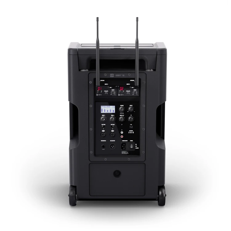 LD Systems ANNY 10 HHD 2 B5 głośnik Bluetooth PA z akumulatorem mikserem i 2x mikrofonem bezprzewodowym