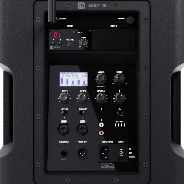 LD Systems ANNY 10 HHD B5 głośnik Bluetooth PA z akumulatorem mikserem i 1x mikrofonem bezprzewodowym