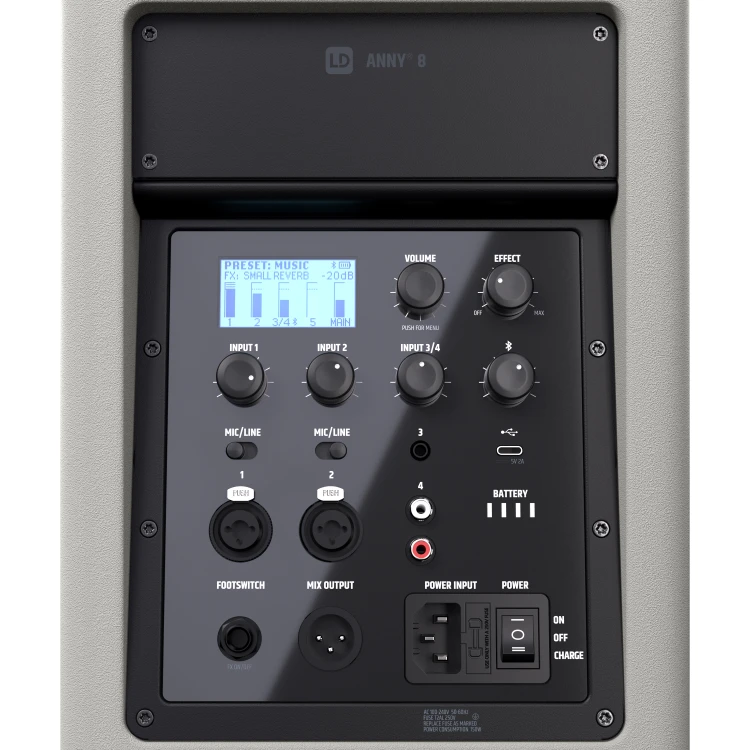 LD Systems ANNY 8 G głośnik Bluetooth® PA z mikserem Urban Grey