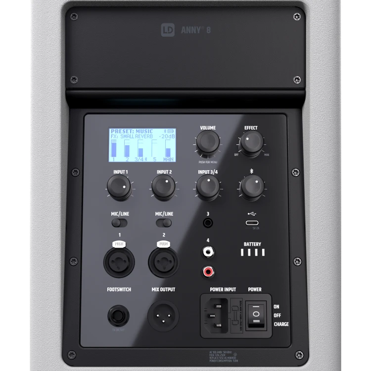 LD Systems ANNY 8 WH głośnik Bluetooth® PA z mikserem Pure White