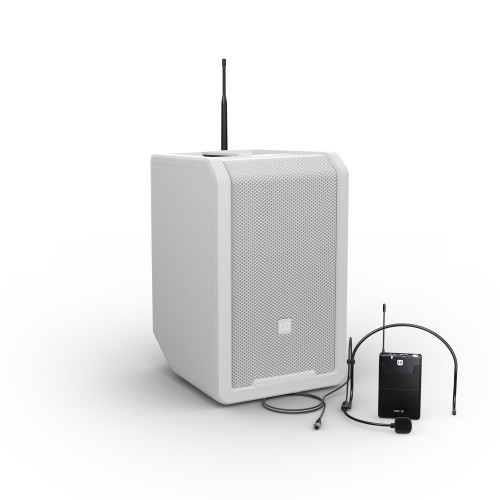 LD Systems ANNY 8 BPH B5 WH głośnik Bluetooth® PA z mikserem i jednym mikrofonem nagłownym (wraz z body pack) Pure White