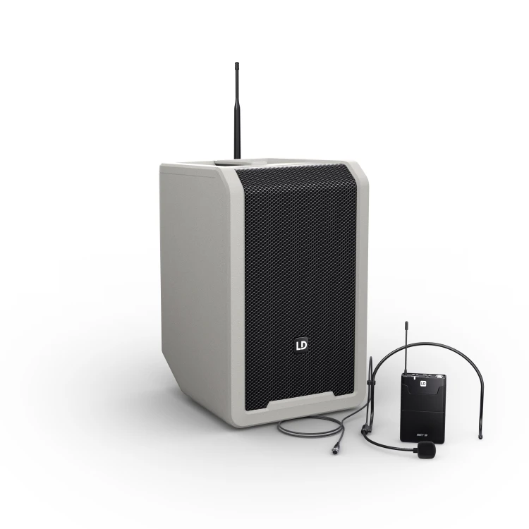 LD Systems ANNY 8 BPH B5 G głośnik Bluetooth® PA z mikserem i jednym mikrofonem nagłownym (wraz z body pack) Urban Grey