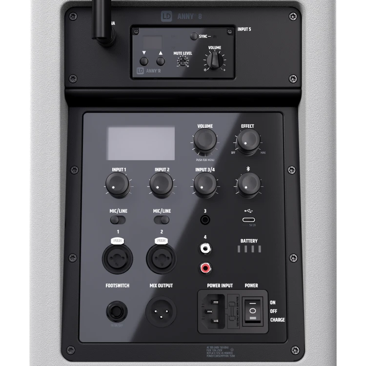LD Systems ANNY 8 HHD B5 WH głośnik Bluetooth® PA z mikserem i jednym bezprzewodowym mikrofonem ręcznym Pure White