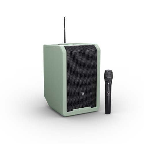 LD Systems ANNY 8 HHD B5 GN głośnik Bluetooth® PA z mikserem i jednym bezprzewodowym mikrofonem ręcznym Adventure Green