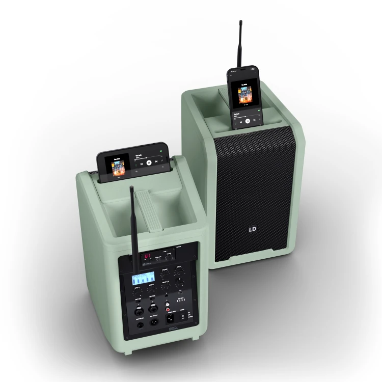 LD Systems ANNY 8 HHD B5 GN głośnik Bluetooth® PA z mikserem i jednym bezprzewodowym mikrofonem ręcznym Adventure Green