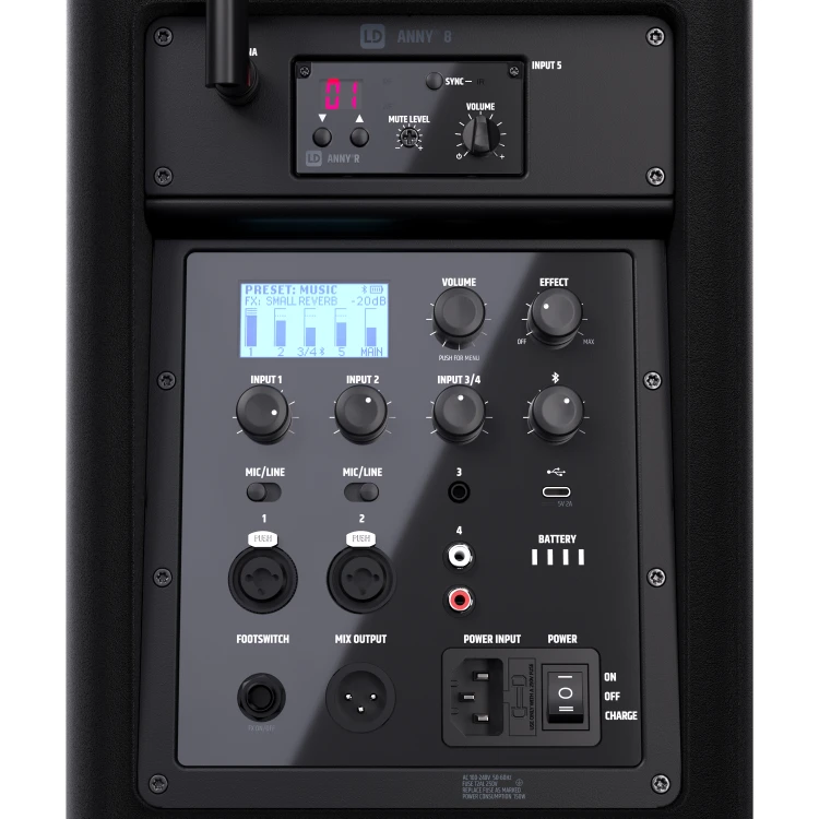 LD Systems ANNY 8 HHD B5 BK głośnik Bluetooth® PA z mikserem i jednym bezprzewodowym mikrofonem ręcznym
