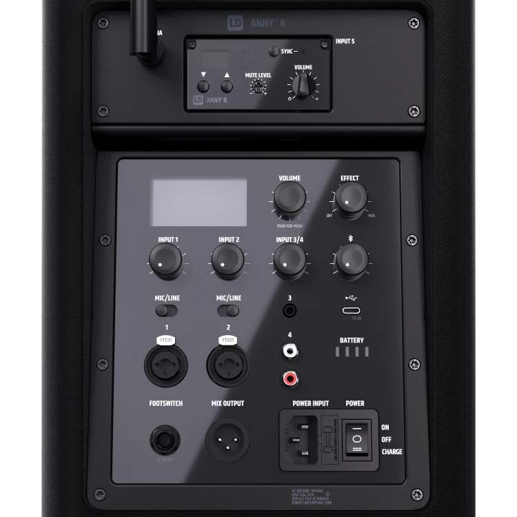 LD Systems ANNY 8 HHD B5 BK głośnik Bluetooth® PA z mikserem i jednym bezprzewodowym mikrofonem ręcznym
