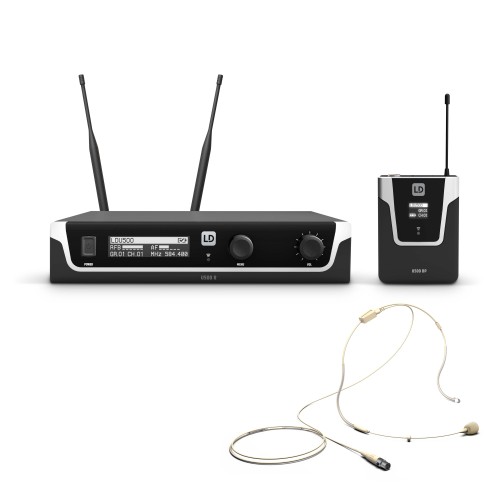 LD Systems U505 BPH H zestaw bezprzewodowy z mikrofonem nagłownym kolor beż 584 – 608 MHz