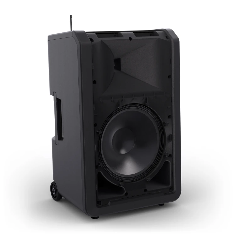 12″ przenośny system nagłośnieniowy (PA) Bluetooth® z zasilaniem akumulatorowym, mikserem i 1 × mikrofonem nagłownym ( z nadajnikiem typu bodypack)