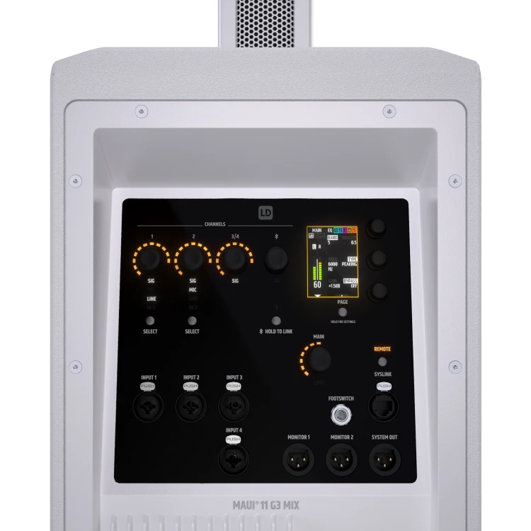 LD Systems MAUI 11 G3 MIX WH Przenośny kardioidalny kolumnowy system PA mikser