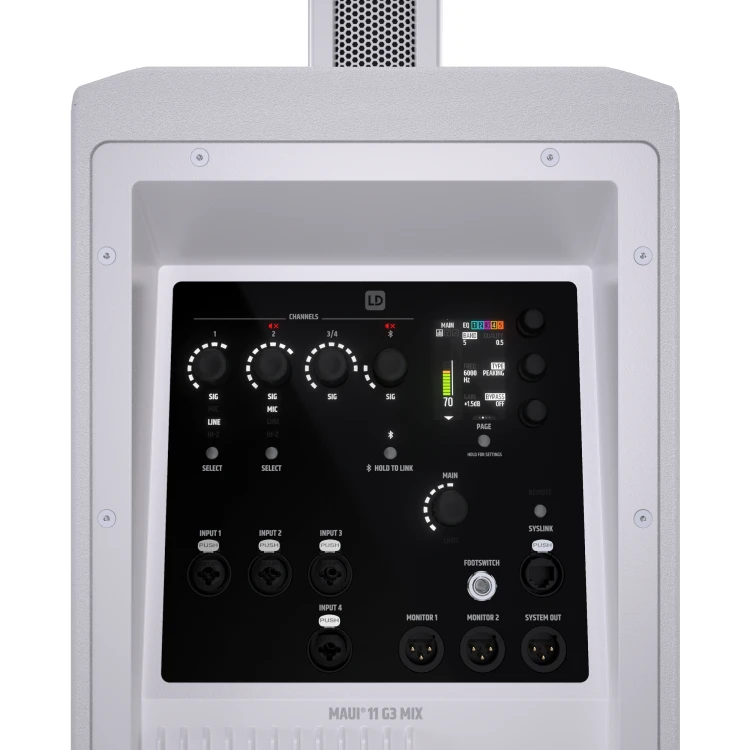LD Systems MAUI 11 G3 MIX WH Przenośny kardioidalny kolumnowy system PA mikser